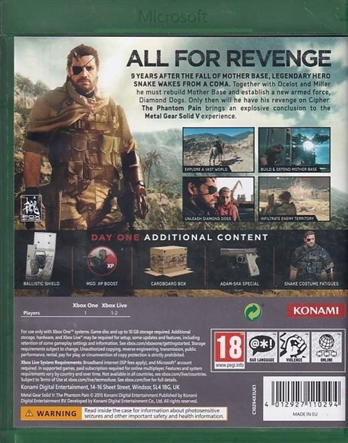 Metal Gear Solid V the Phantom Pain - Day One Edition - XBOX One (B Grade) (Genbrug)